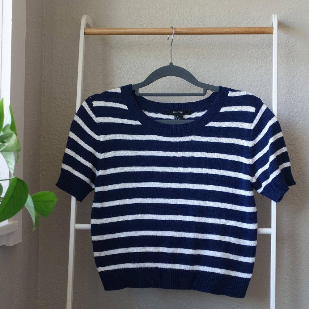 Forever 21 Knit Crop Sweater, Striped - Women's S